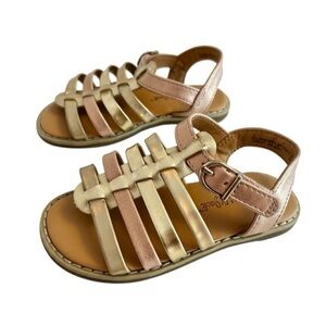 Cat & Jack Toddler Girls Gold Strap Velcro Closure Sandals - Size 7T